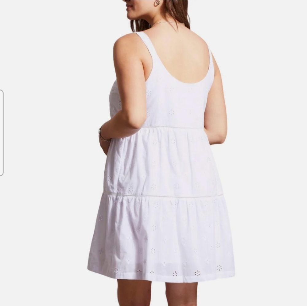 Tribal Eyelet Tiered Dress White Size S